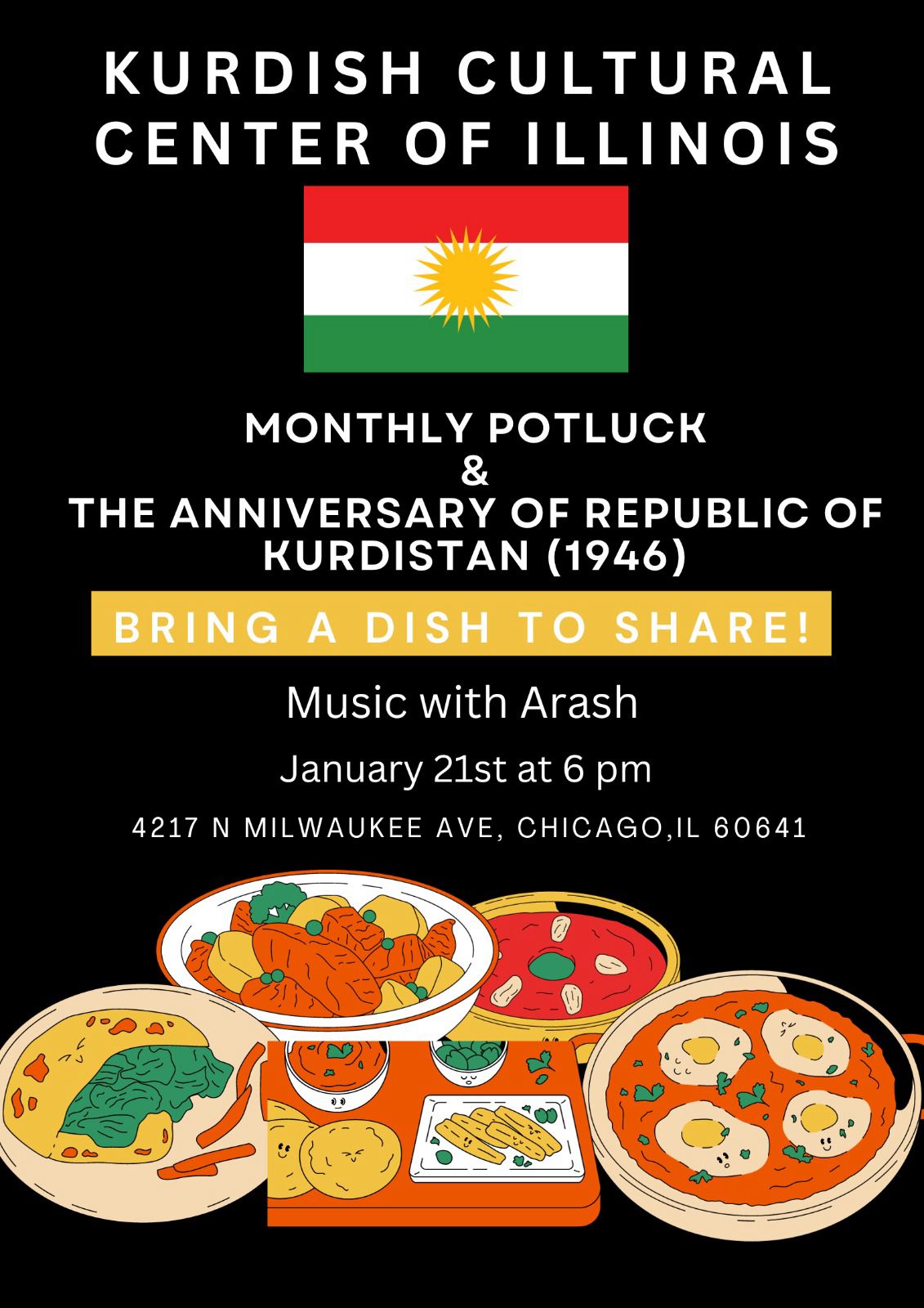 Monthly Potluck with music Arash